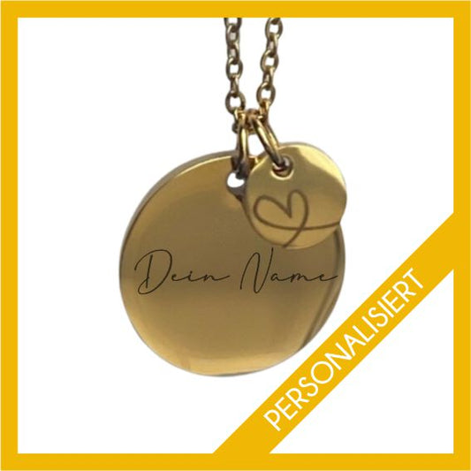 Personalisierte Kette mit Herz (18k vergoldet)
